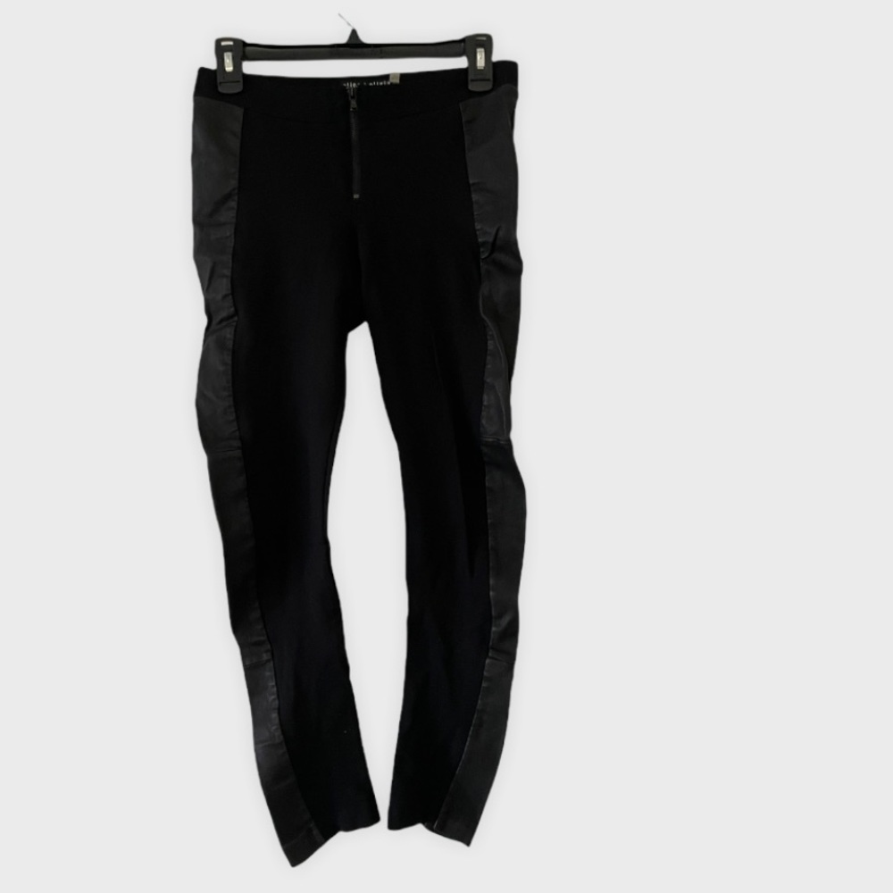 Alice + Olivia Black Leggings with leather detailing, Sz 8